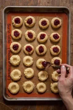 cranberry cinnamon jam thumbprint cookies