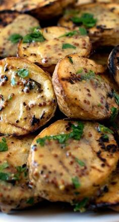 Grilled Yellow Potatoes with Mustard Sauce