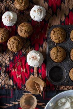 Pumpkin Spice Chocolate Muffins with Maple Cream Cheese Icing