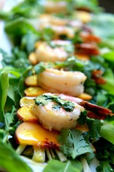 Shrimp and Peach Salad with Lime and Cilantro