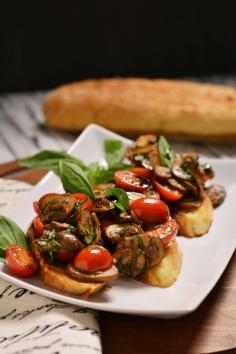 Mushroom and Fresh Tomato Bruschetta