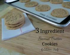 3 Ingredient Peanut Butter Cookies (Gluten Free)