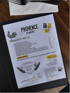 Breakfast menu at PROVENCE By Antoine. Read more on chopinandmysaucep...