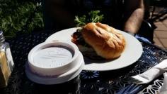 Bacon and egg roll (with lettuce and cheese) + coffee = $10.00 :-) - Blu-J's Cafe, Toukley, NSW, 2263 - TrueLocal
