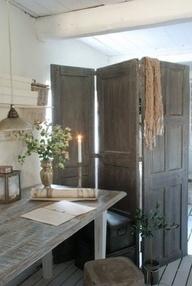 THREE Doors hinged together to make a room divider for in the house OR on a patio or balcony.