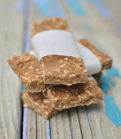 Peanut Butter Protein Bars - These super simple, no bake protein bars are great as a post work-out snack.