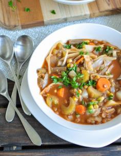 This Crockpot Vegetable Lentil Soup is simple, delicious,  super healthy, and can serve a crowd.  #vegan, #paleo, #glutenfree