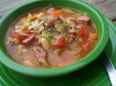 Slow Cooker Sausage,Beans and Cabbage Soup Recipe