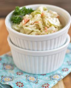 This recipe is a healthier version of traditional coleslaw, using Greek yogurt instead of mayonnaise for the dressing. #glutenfree, #healthyrecipes
