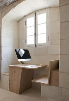 
                        
                            A work area at L'Hotel Fontevraud, newly opened at the 12th-century Fontevraud Abbey in France's Loire Valley | Remodelista
                        
                    