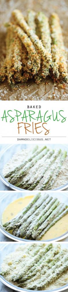 
                        
                            Baked Asparagus Fries - A healthy alternative to french fries baked to crisp perfection right in the oven!
                        
                    