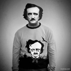 archiemcphee:  We think Edgar looks smashing in his Edgar Allan Poe Sweater. There’s still time to get one of your own before Halloween! "When I was young and filled with folly, I fell in love with melancholy. Now things seem to be so much better, since I acquired this awesome sweater.”   - Edgar Allan Poe Buy one here