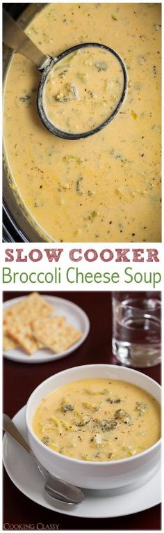 
                        
                            Slow Cooker Broccoli Cheese Soup - this soup was so easy to make and it is DELICIOUS!!
                        
                    