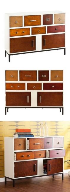 Modern style elegance mixes with simple flair to highlight this unique dresser console's style.