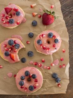 baked doughnut with fresh berry glaze