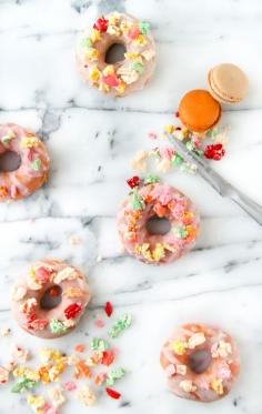 Glazed Donuts with Macaron Sprinkles