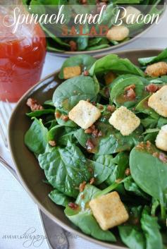 
                    
                        Spinach and Bacon Salad: an easy, delicious sweet and salty salad idea #healthy #spinach @Liting Mitchell Mitchell Sweets
                    
                