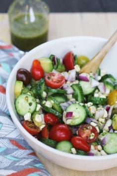 
                        
                            summer salad with corn and tomatoes.
                        
                    