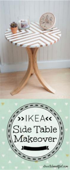 Ikea Hack- Gold and White Side table makeover from Dwell Beautiful