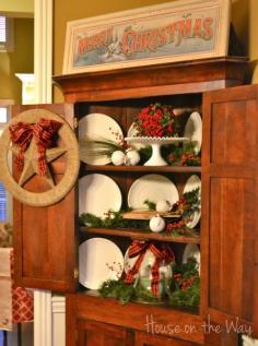 Christmas Corner Cabinet decorations from houseontheway.com