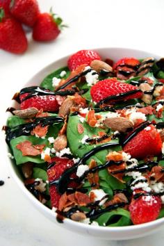 
                    
                        A simple salad with complex flavors of goat cheese, strawberries and prosciutto then tossed in a sweet balsamic vinaigrette! #salad #strawberries
                    
                
