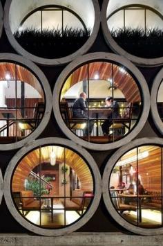 Exterior View of the concrete pipe dining booths - Prahran Hotel