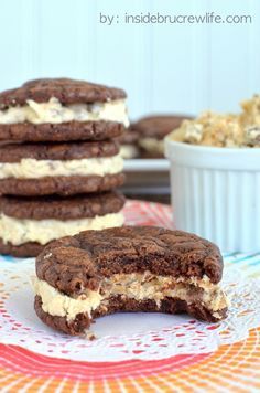 Reese's White Chocolate Brownie Whoopie Pies - brownie cookies filled with a white chocolate Reese's frosting