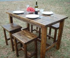 
                    
                        Bar Table and Stools, Pub Table, Wood Bar Table.  This beautiful!  I want it in my home.  :)
                    
                