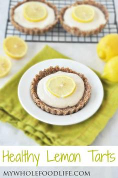 
                    
                        Healthy Lemon Tarts.  Made with a pecan crust and a creamy filling bursting with lemony flavors.  Perfect for Easter.  #vegan #glutenfree #paleo #healthy #desserts
                    
                