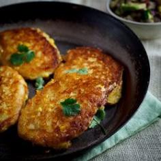 Cheesy Corn Cakes with Spicy Avocado Salsa