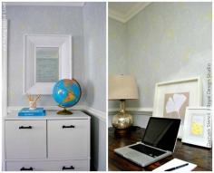 
                        
                            Home Office via Young House Love | Feathered Damask Stencil by Royal Design Studio
                        
                    