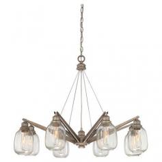 
                    
                        Cast a warm glow in your living room or den with this eye-catching chandelier, showcasing clear glass globes and an industrial steel finish....
                    
                