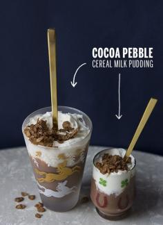 Cocoa Pebble Cereal Milk Pudding