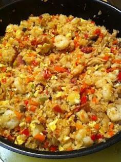 #Cauliflower fried "rice" Tastes like real rice dish. Yum! Add shrimp, chicken, or beef. No carbs! #Keto