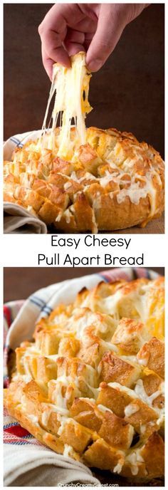 
                    
                        Easy Cheesy Pull Apart Bread - the easiest way to make savory pull apart bread! It's so fun to pull away chunks of bread with gooey cheese!
                    
                