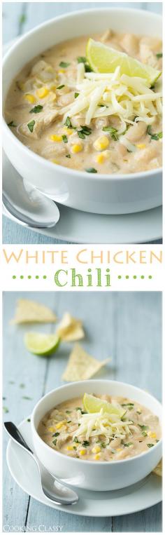 
                    
                        White Chicken Chili - It's creamy and incredibly delicious!!
                    
                