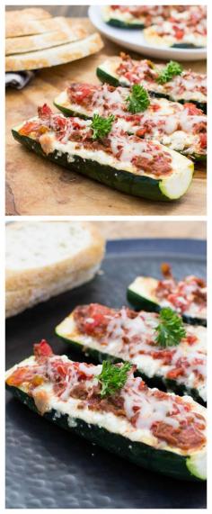 Lasagna Zucchini Boats #glutenfree Wonderful low carb way to use summer zucchini and get your Italian food fix!