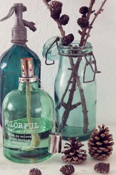 
                        
                            Easy and simple Fall decor with green vintage bottles
                        
                    