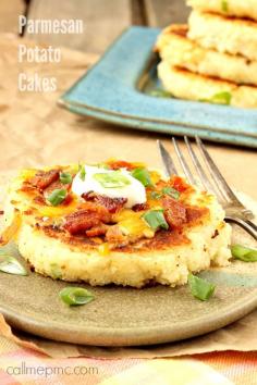 
                    
                        Mashed Parmesan Potato Cakes have a crispy outside and fluffy, creamy inside. #callmepmc
                    
                