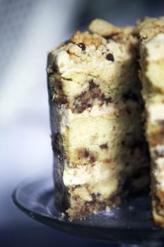 
                        
                            moist brown sugar cake with chunks of cookie dough and cookie dough frosting
                        
                    