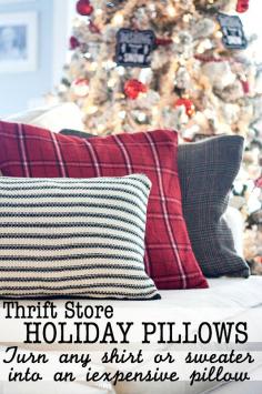 Make Holiday Sweater Pillows from thrift shop finds