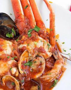 The Real San Franciscan Choppino is a blend of seafood in a rich tomato based sauce. Crab, Clams, Mussels, Shrimp and Scallops make up my version of this dish.