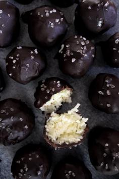 salted dark chocolate coconut bites