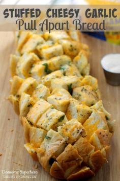 
                    
                        Stuffed Cheesy Garlic Pull Apart Bread
                    
                