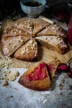 
                    
                        triple gingerbread scones with cranberry curd
                    
                