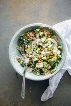
                    
                        cauliflower and roasted garbanzo bowl topped with avocado / #vegetarian #vegan
                    
                