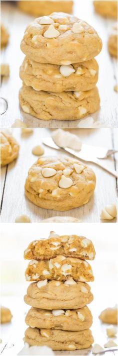 
                    
                        Soft and Chewy White Chocolate Cream Cheese Cookies - Move over butter, cream cheese makes these cookies thick and super soft!
                    
                