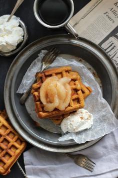 
                    
                        GINGERBREAD WAFFLES WITH APPLE PIE FILLING AND BOURBON BROWN SUGAR WHIPPED CREAM
                    
                