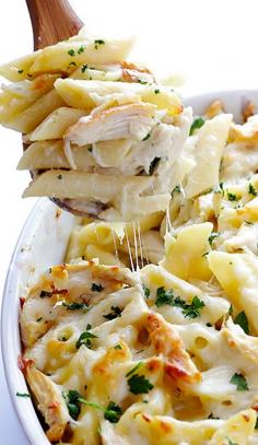 
                    
                        Chicken Alfredo Baked Ziti. A velvety, rich alfredo sauce that will send your senses into orbit:)
                    
                