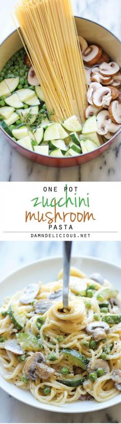 
                    
                        One Pot Zucchini Mushroom Pasta - A creamy, hearty pasta dish that you can make in just 20 min. Even the pasta gets cooked in the pot!
                    
                